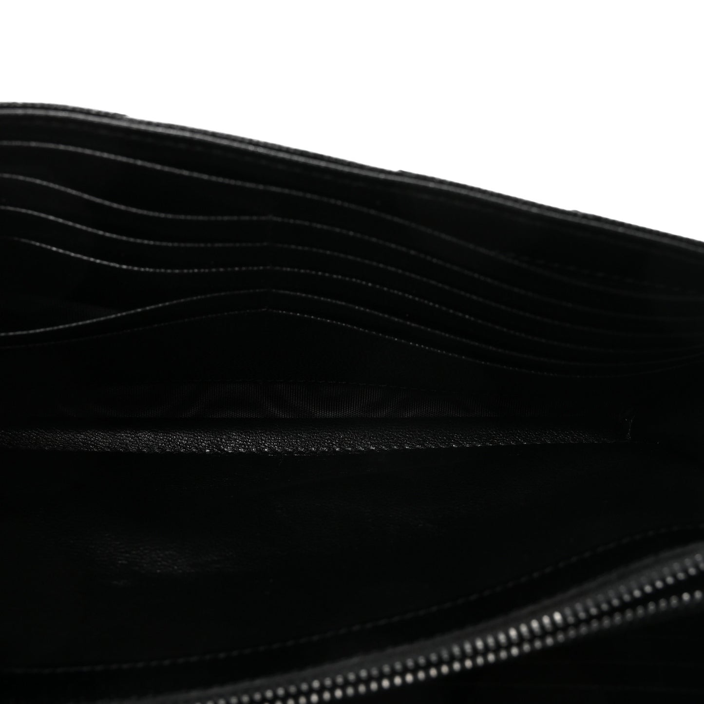 Grain De Poudre Matelasse Chevron Monogram Monochrome Chain Wallet Black