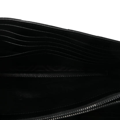 Saint Laurent Grain De Poudre Matelasse Chevron Monogram Monochrome Chain Wallet Black 5 of 10