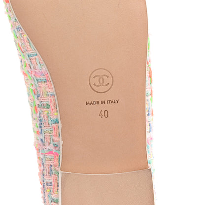 Chanel Cotton Tweed Patent Calfskin Cap Toe Ballerina Flats 40 Light Pink Multicolor White 7 of 10