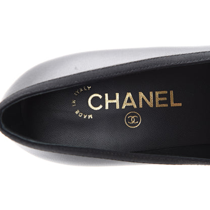 Chanel Lambskin Grosgrain Cap Toe CC Pumps 38 Black 6 of 8