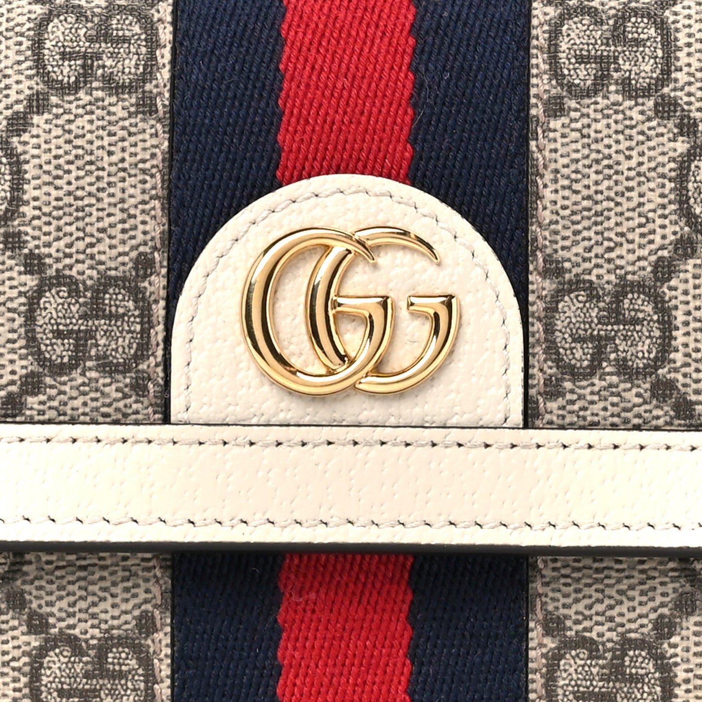 GG Supreme Monogram Web Ophidia Continental Wallet Beige White