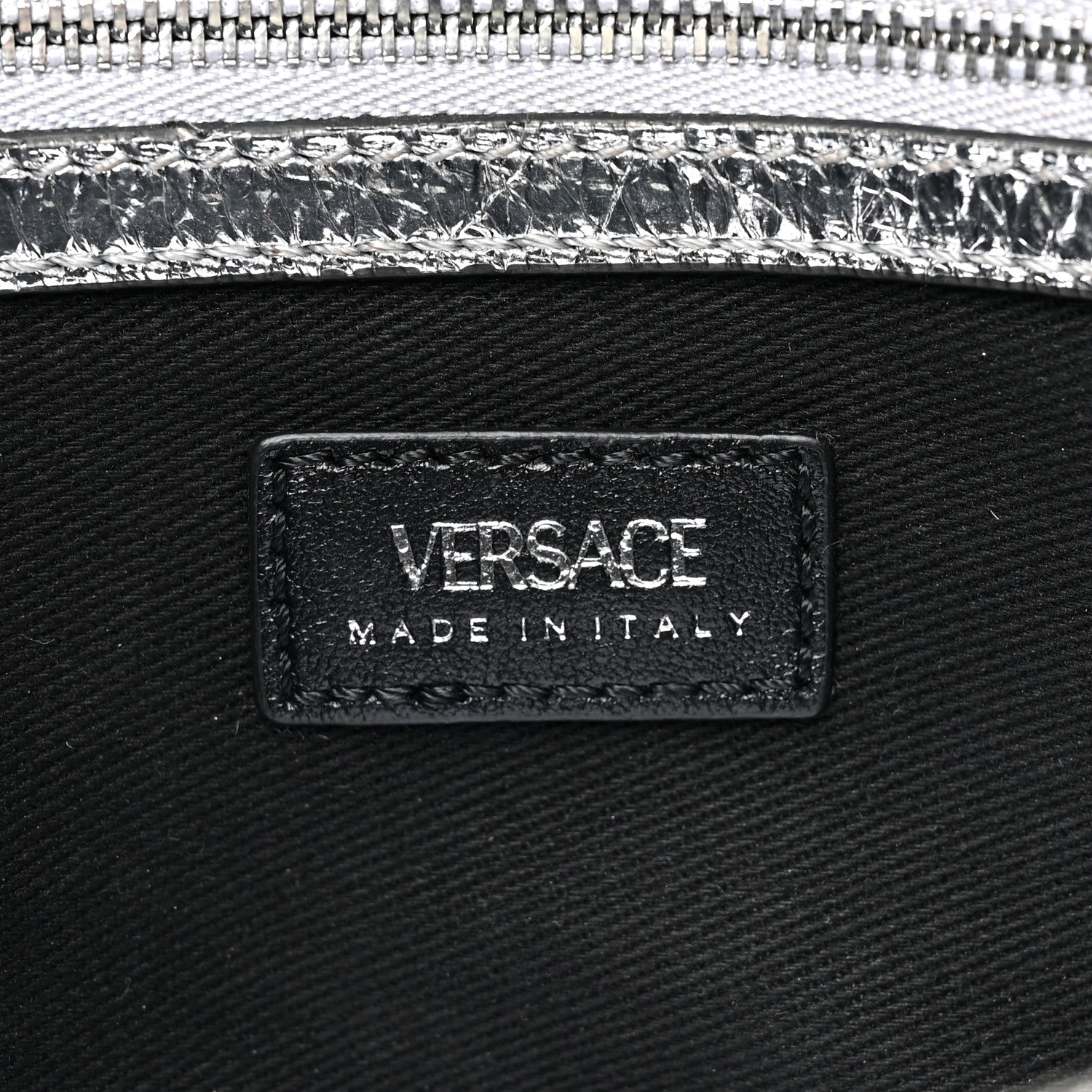 Versace Metallic Calfskin Small Repeat Zip Hobo Silver 6 of 8