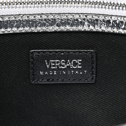 Versace Metallic Calfskin Small Repeat Zip Hobo Silver 6 of 8