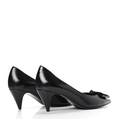 Saint Laurent Calfskin Bow Anais Pumps 37 Black 4 of 9