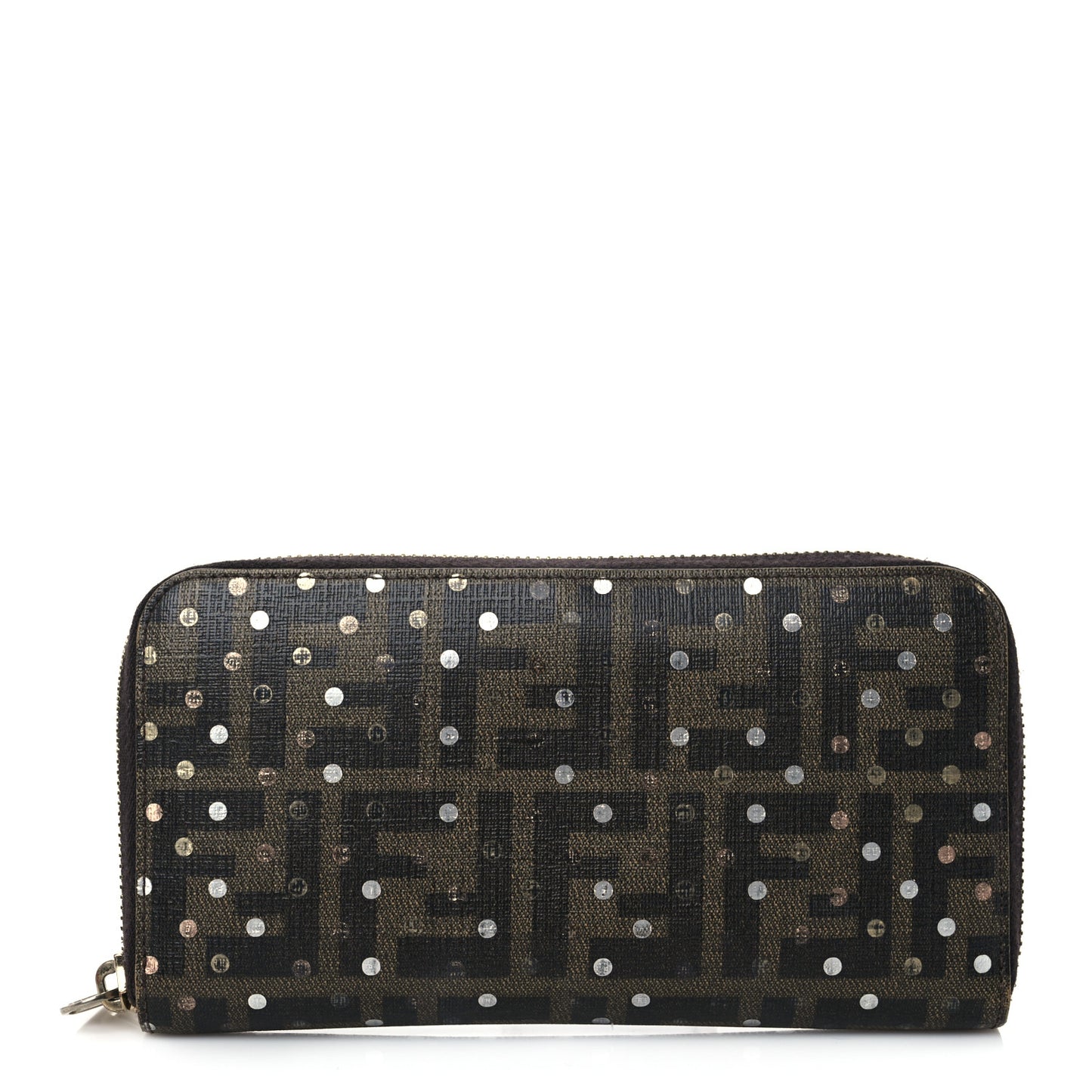 Zucca Spalmati Polka Dot Zip Around Wallet Tobacco Silver Gold