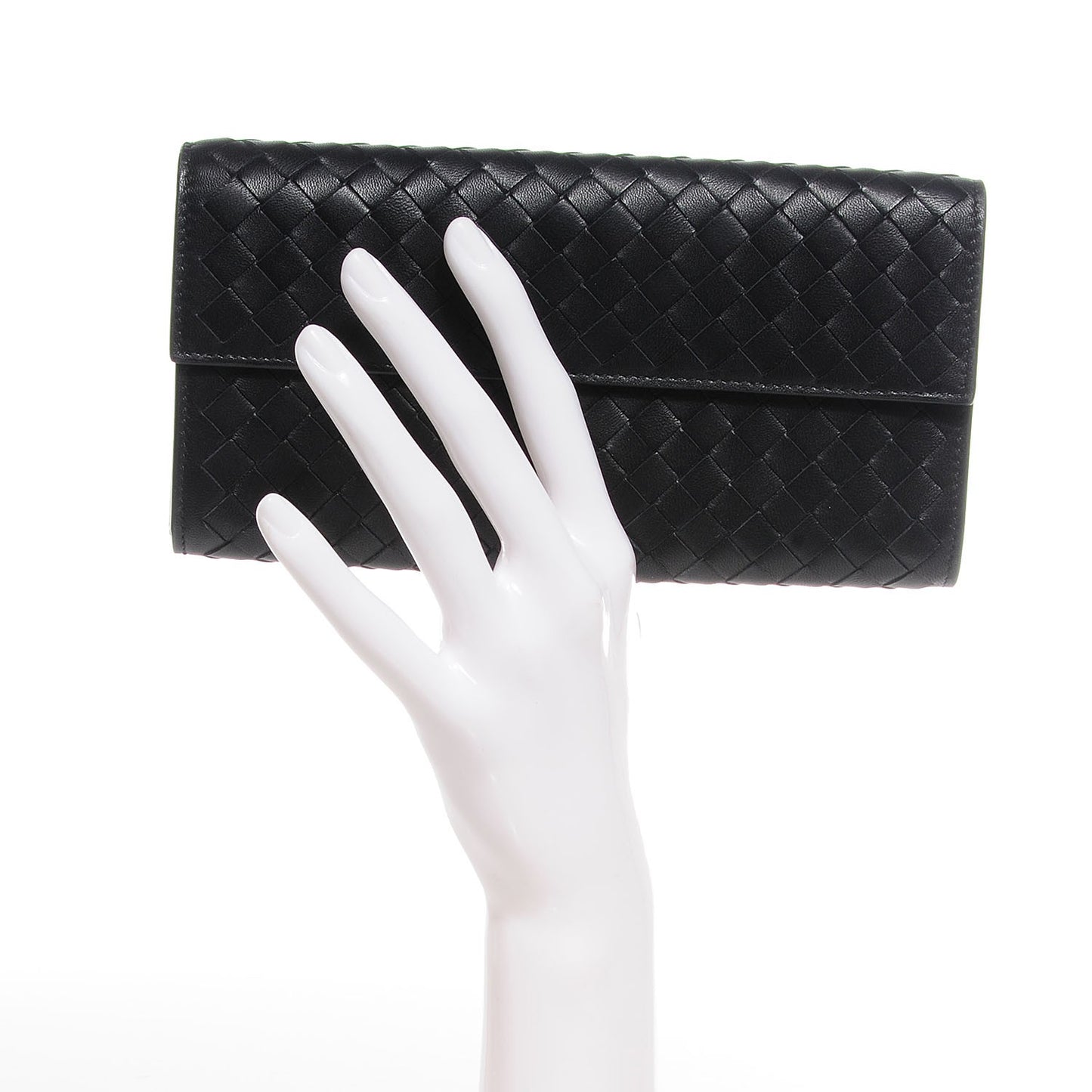 Nappa Intrecciato Continental Flap Wallet Nero Black