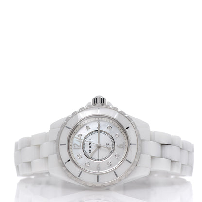 Chanel Stainless Steel Ceramic Diamond Mother of Pearl 33mm J12 Quartz Watch White 3 of 6