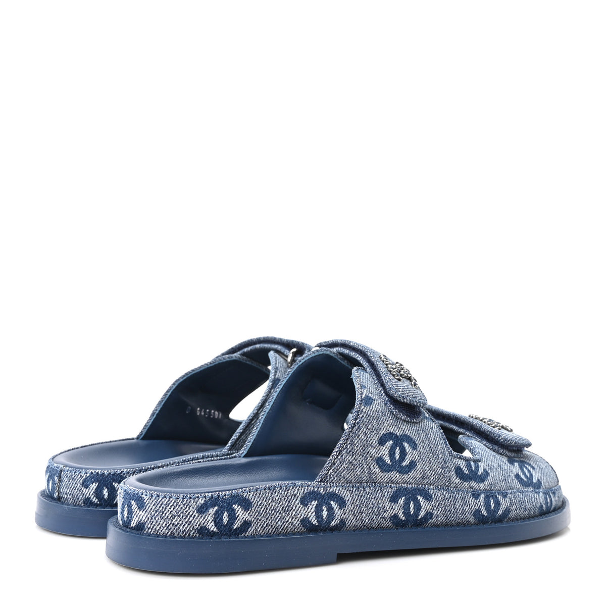 Denim CC Velcro Dad Chain CC Slide Sandals 36.5 Blue