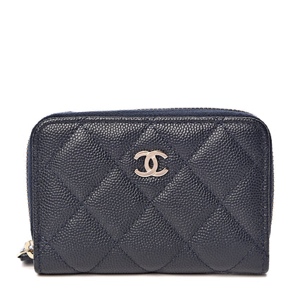 Chanel Caviar Quilted Zip Coin Purse Navy 1 of 8