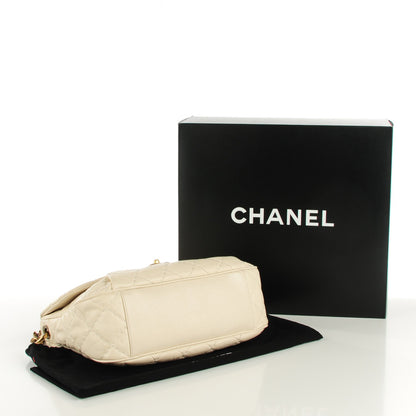 Chanel Crumpled Caviar Coco Pleats Messenger Flap Ivory 4 of 8