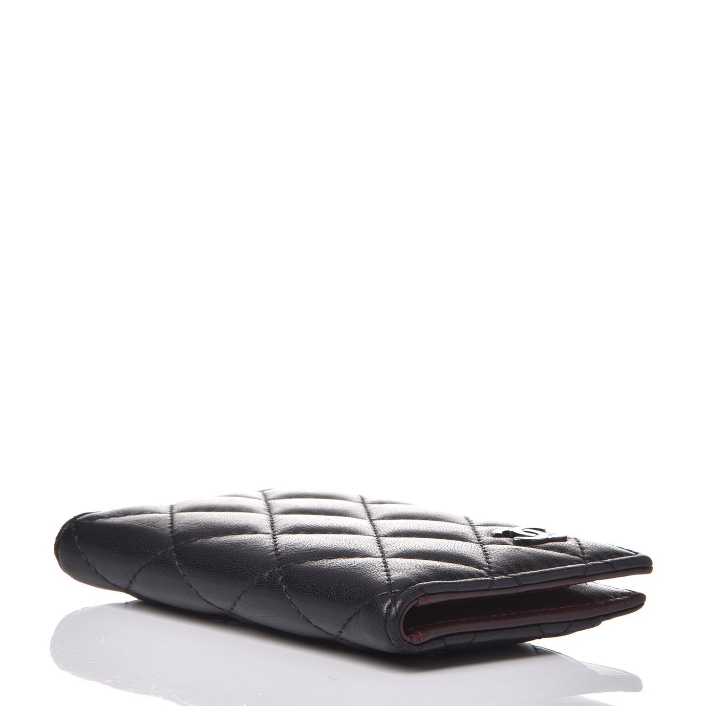 Lambskin Quilted Card Holder Wallet Black