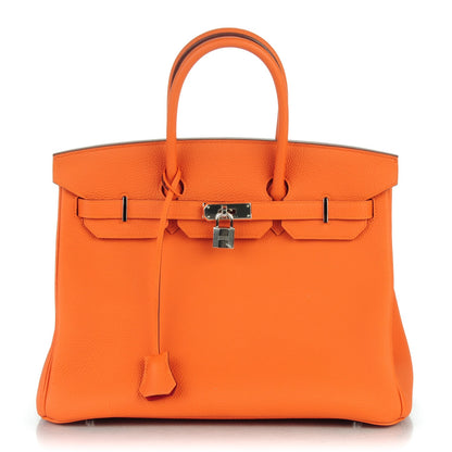 Hermes Togo Horseshoe Birkin 35 Orange Rouge Casaque 1 of 27
