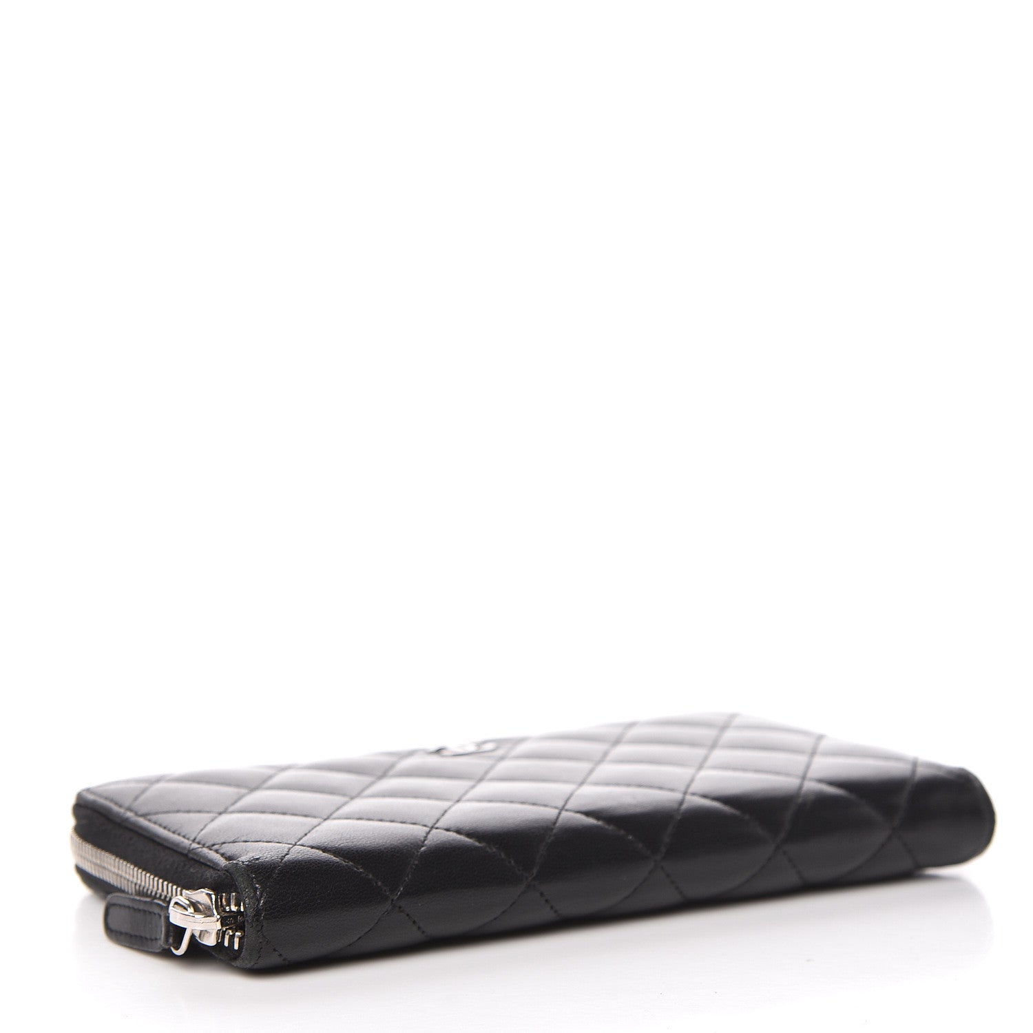 Chanel Lambskin Quilted Large Gusset Zip Around Wallet Black 4 of 17