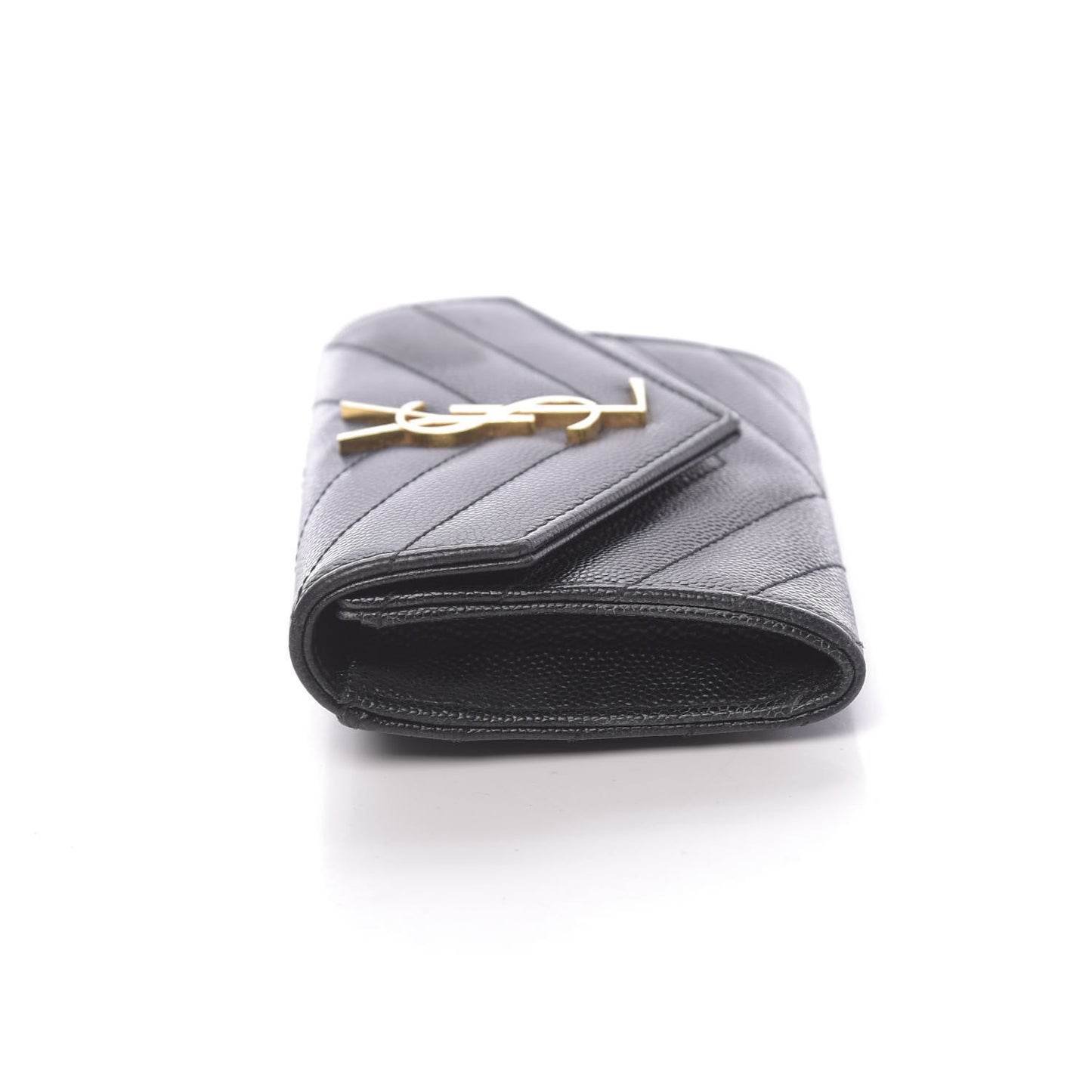 Grain De Poudre Matelasse Chevron Small Monogram Envelope Wallet Black