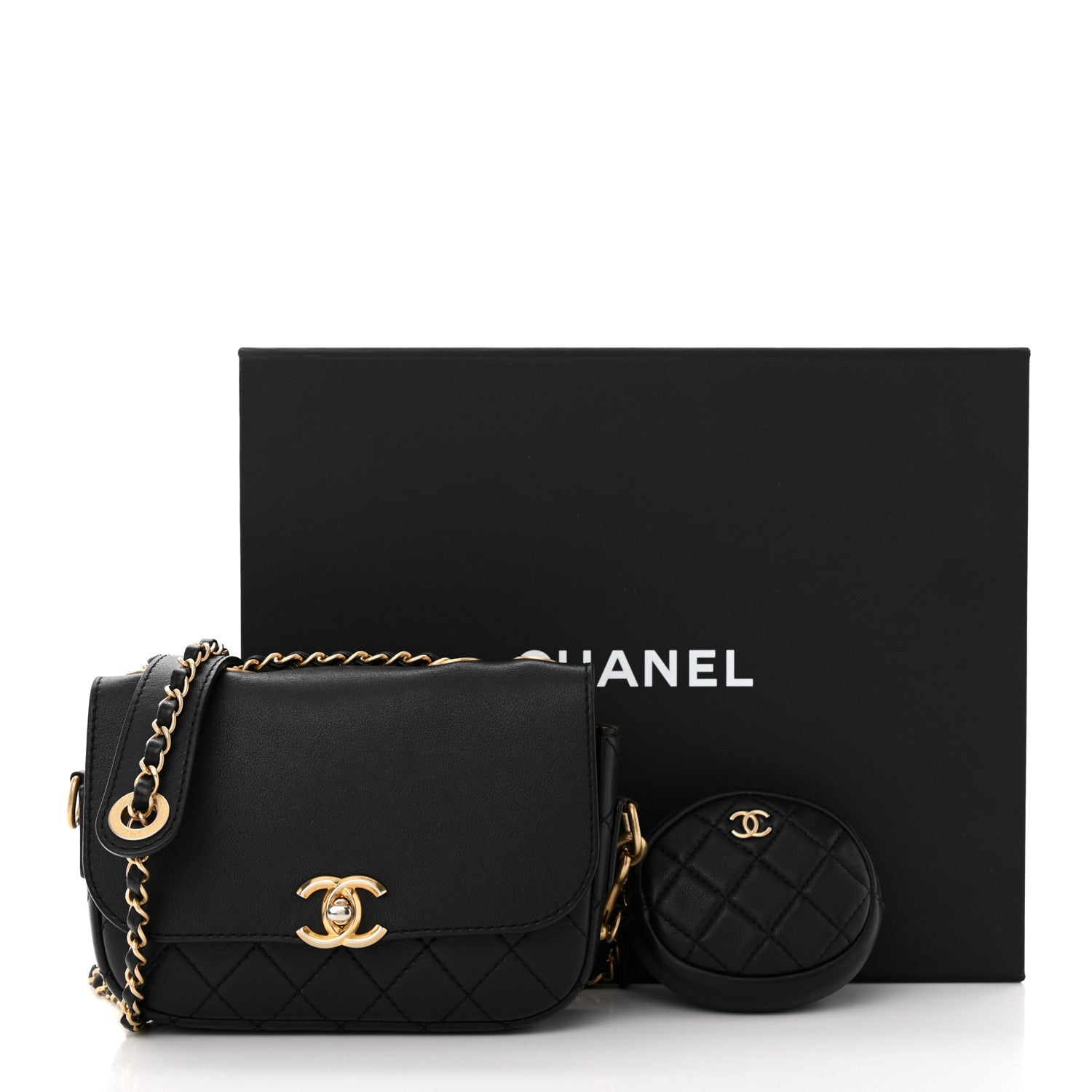 Chanel Calfskin Quilted Multi Pouching Flap And Coin Purse Black 12 of 12