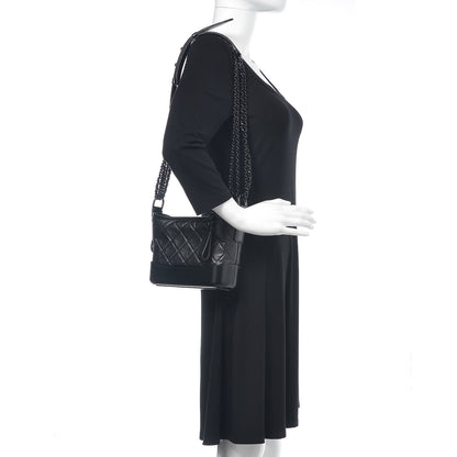 Chanel Aged Calfskin Quilted Small Gabrielle Hobo Black 2 of 9