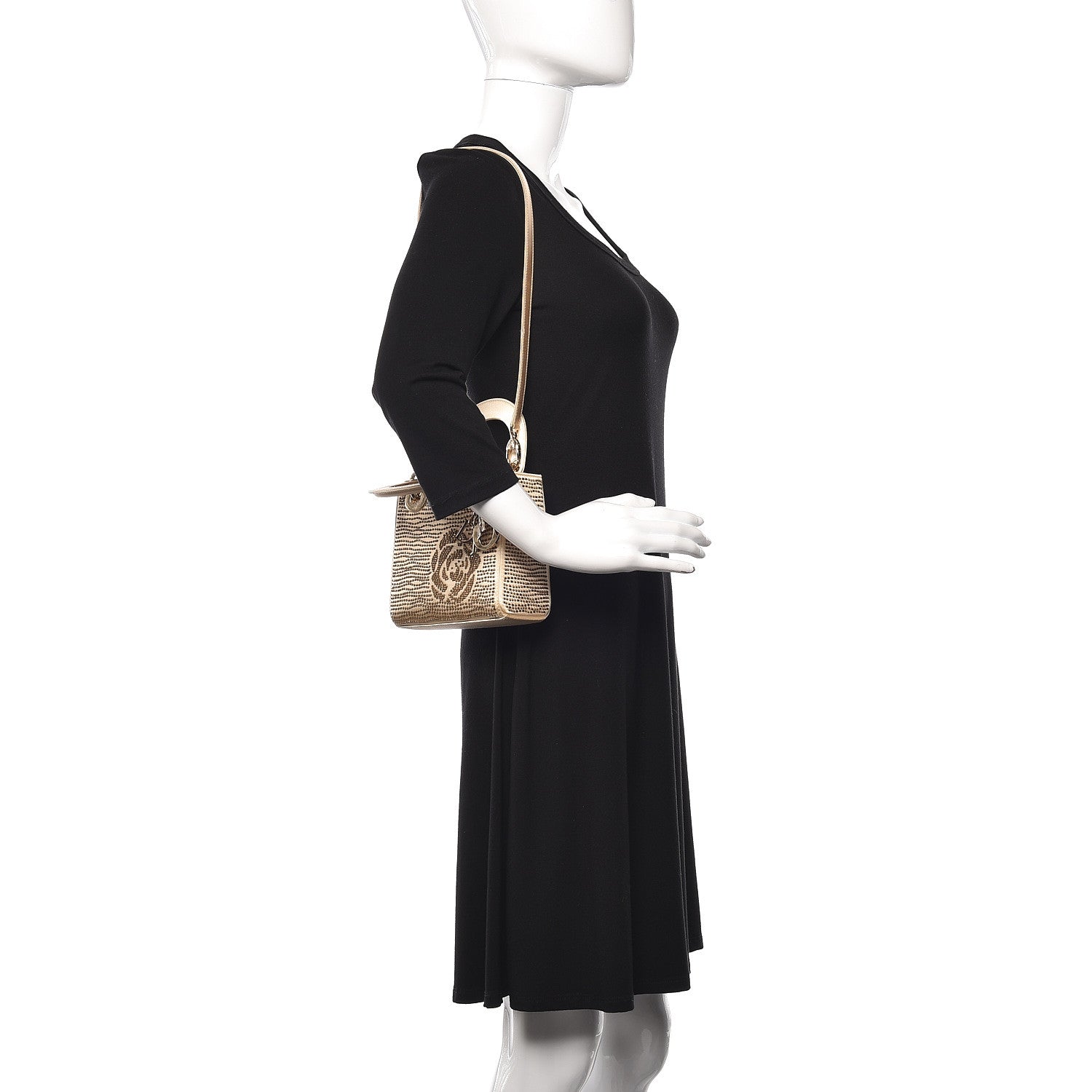 Christian Dior Satin Beaded Mini Lady Dior Gold 2 of 14
