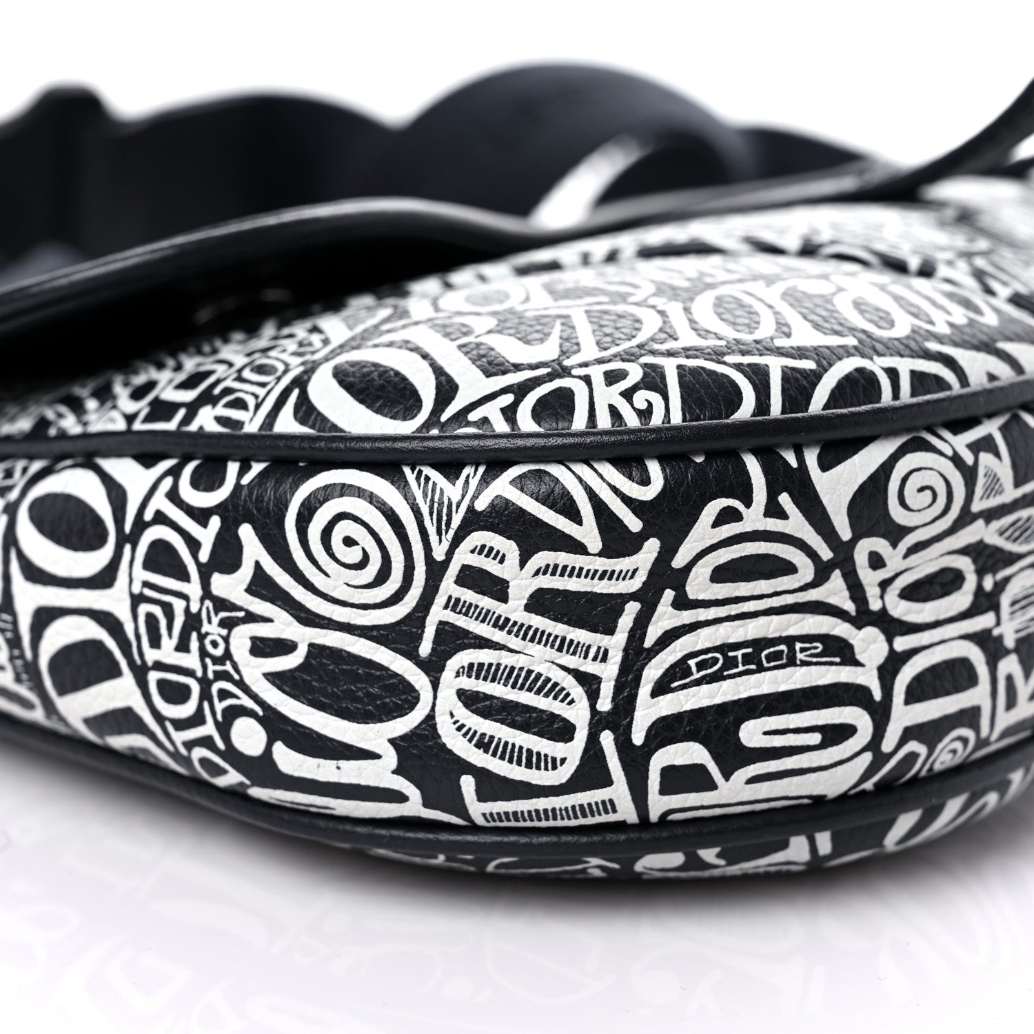 Christian Dior X SHAWN STUSSY Grained Calfskin Printed Mens Saddle Bag Navy Blue 7 of 8