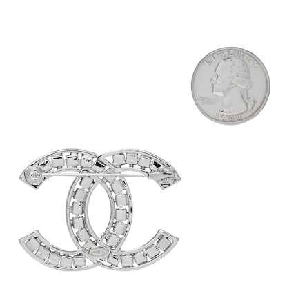 Chanel Crystal Large CC Brooch Silver 3 of 3