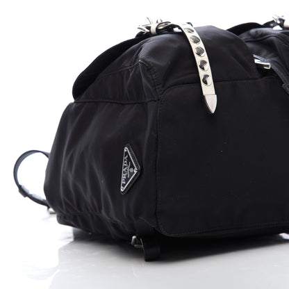 Prada Nylon New Vela Studded Backpack Black White 5 of 9