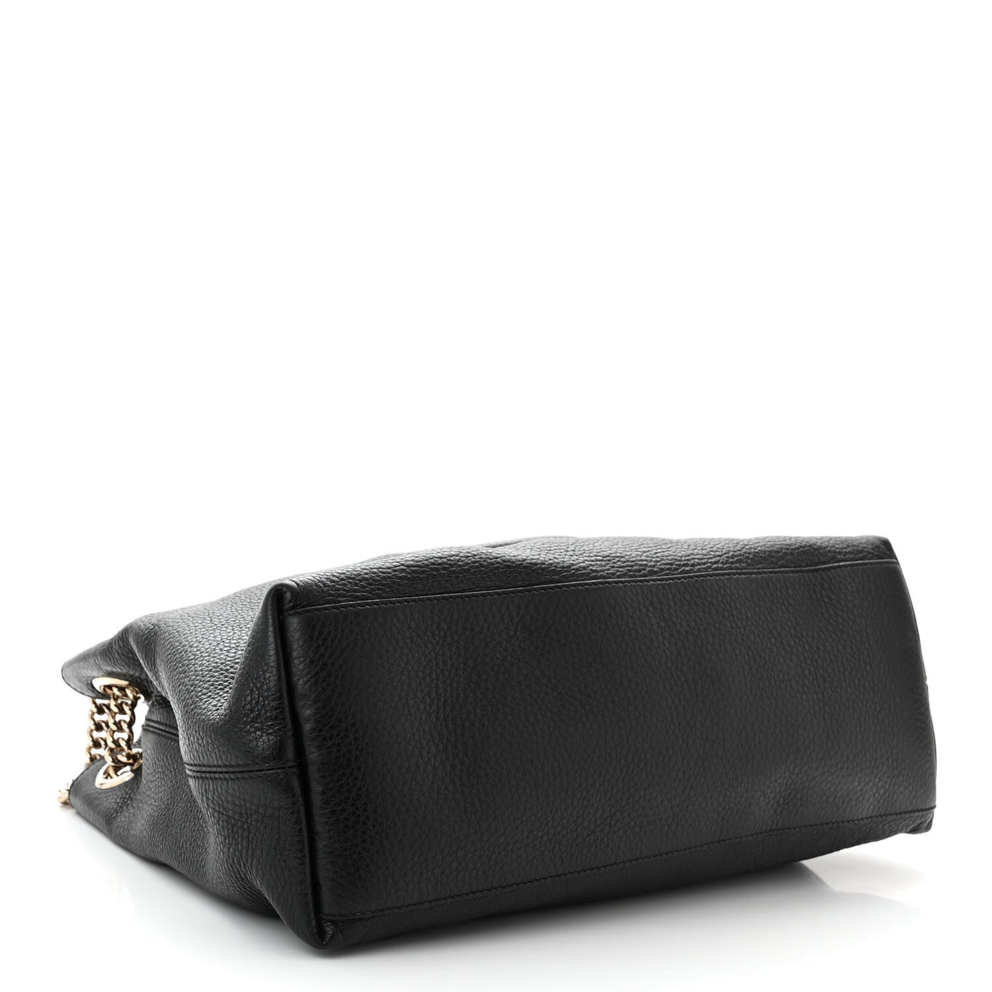Pebbled Calfskin Medium Soho Chain Shoulder Bag Black