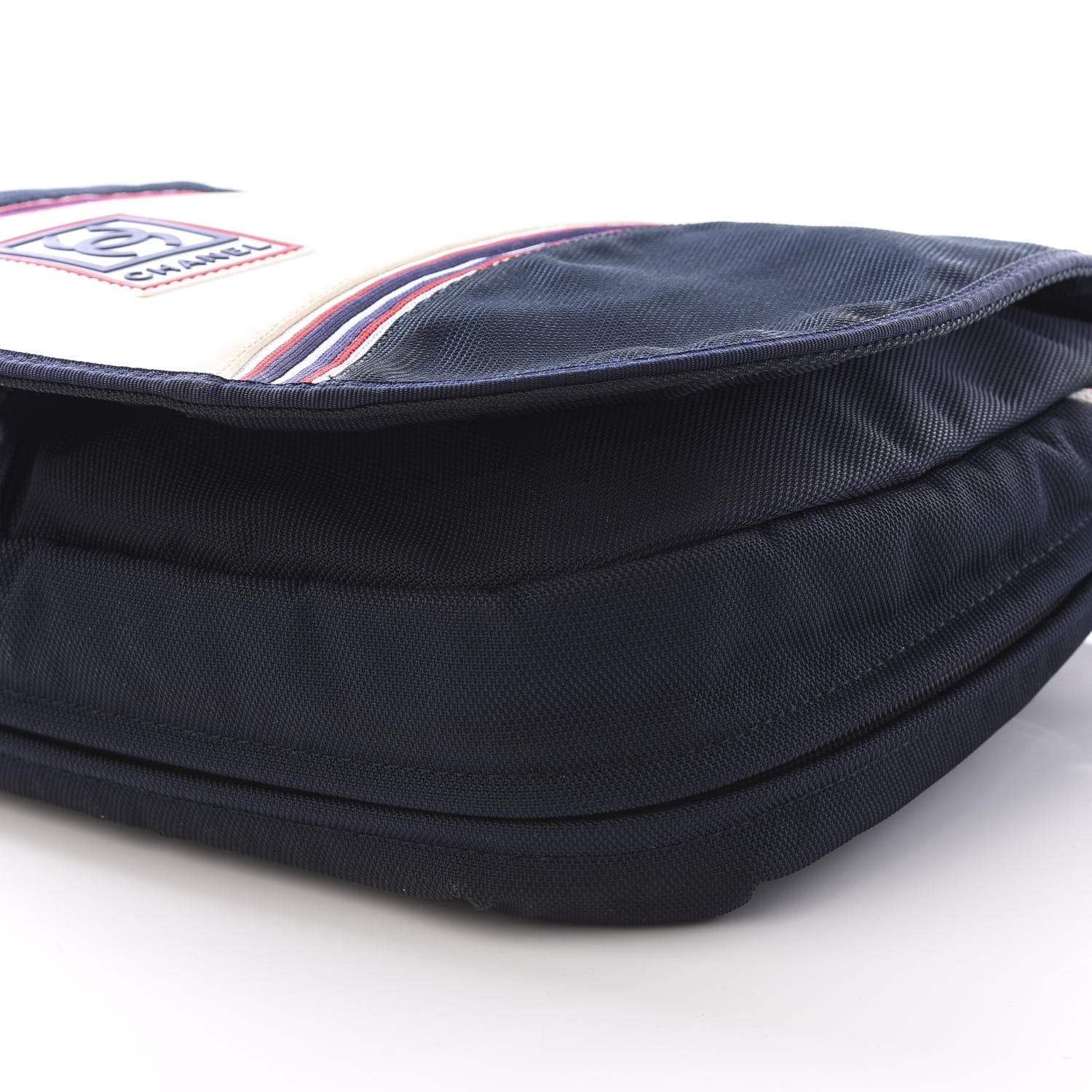 Chanel Canvas Nylon Expandable Sport Messenger Navy Off White 6 of 10