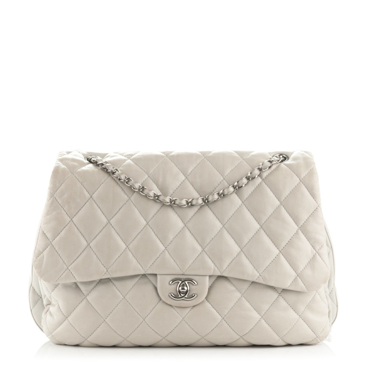Chanel Lambskin Quilted Maxi 3 Flap Bag Grey 1 of 8