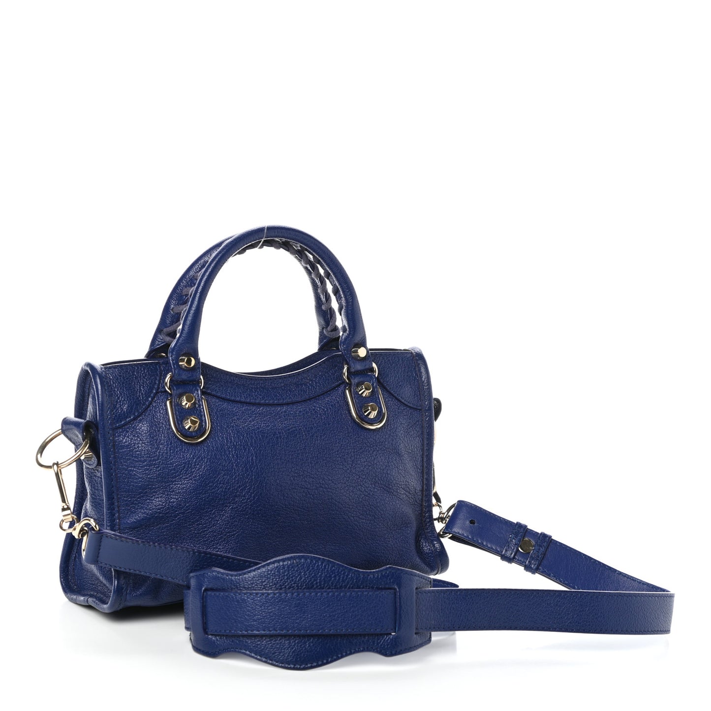 Chevre Gold Metallic Edge Hardware Mini City Bleu Roi