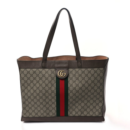 Gucci GG Supreme Monogram Web Ophidia Tote Brown 1 of 11