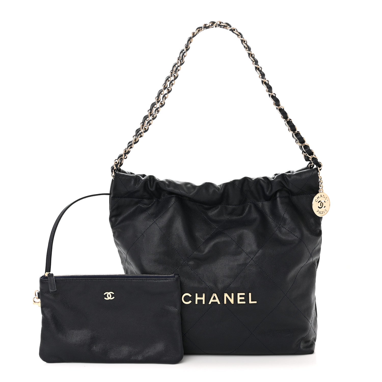 Chanel Shiny Caviar Quilted Small Chanel 22 Dark Blue 1 of 11