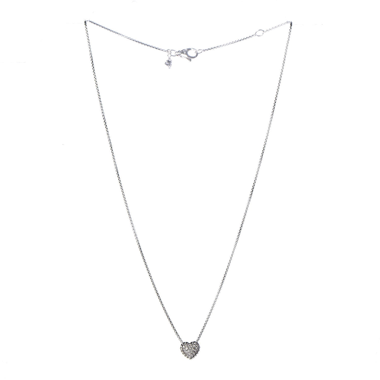 David Yurman Sterling Silver Diamond Petite Pave Heart Necklace 3 of 6