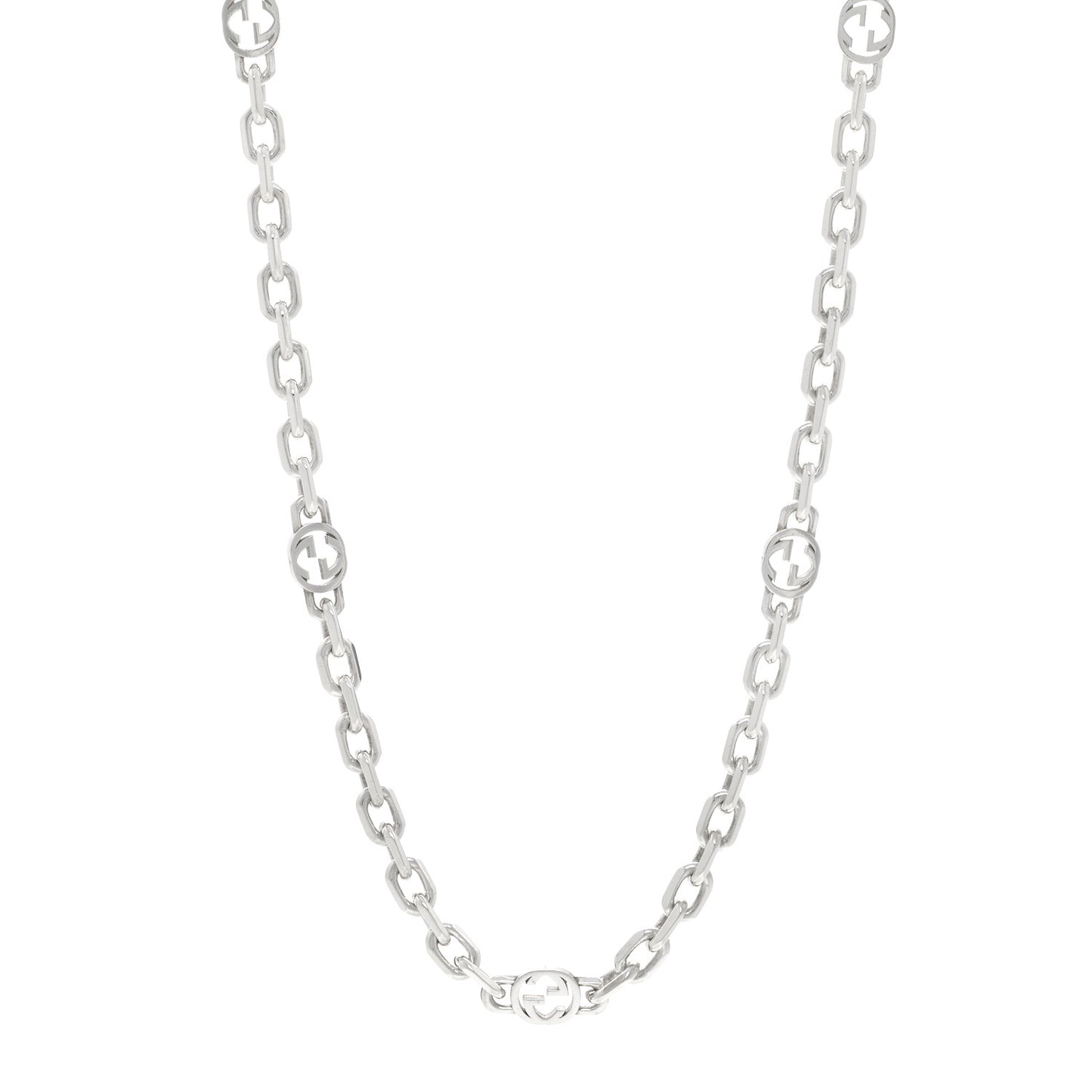 Sterling Silver Interlocking GG Chain Necklace