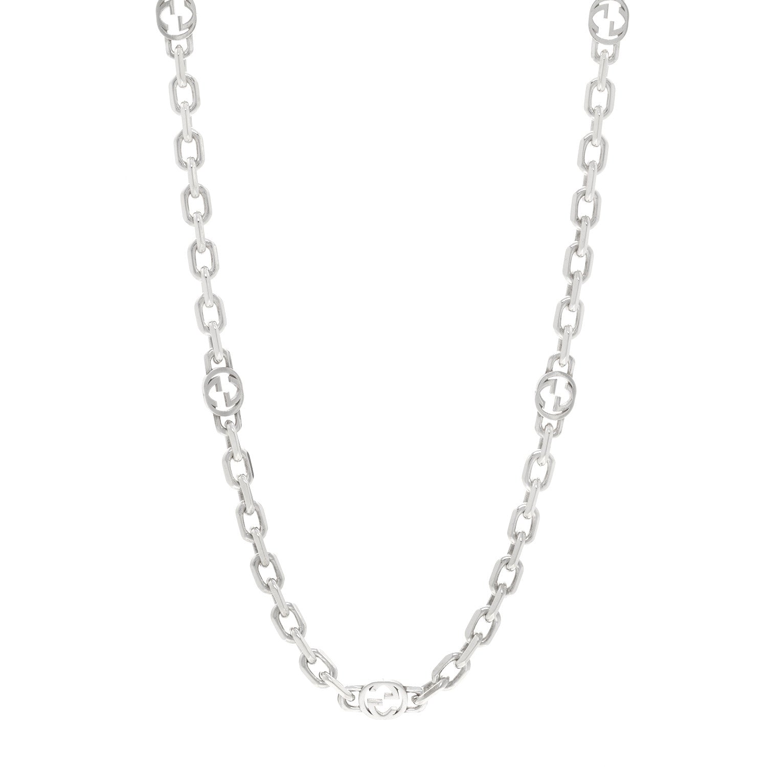 Gucci Sterling Silver Interlocking GG Chain Necklace 1 of 4