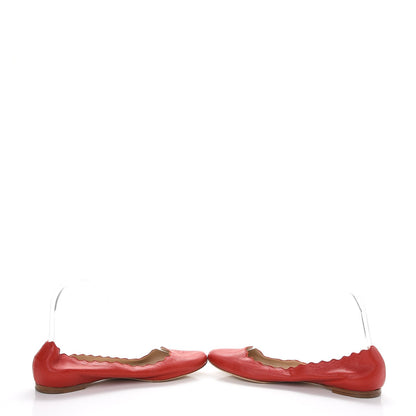 Chloe Nappa Leather Lauren Ballet Flats 36 Red 5 of 10