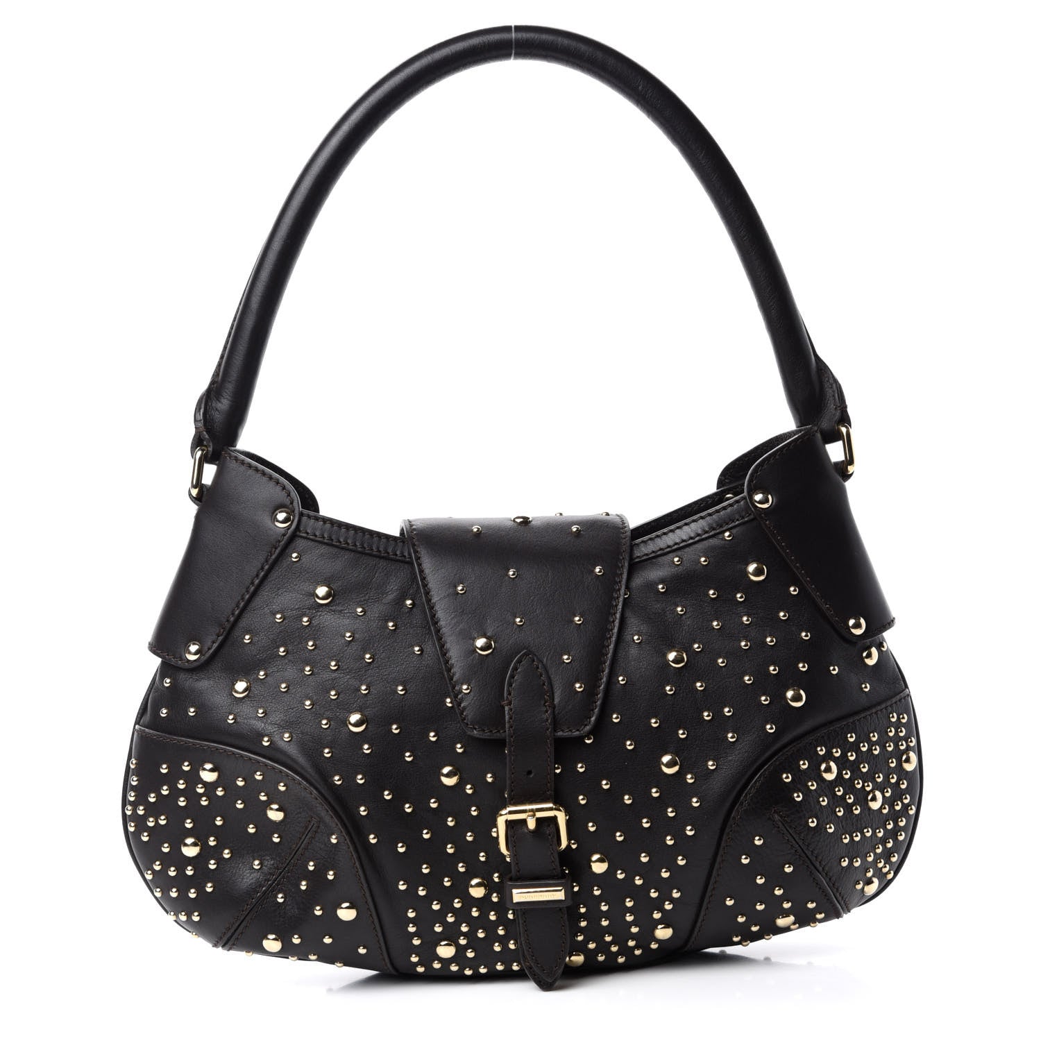 Burberry Calfskin Hackford Studded Hobo Brown 1 of 12