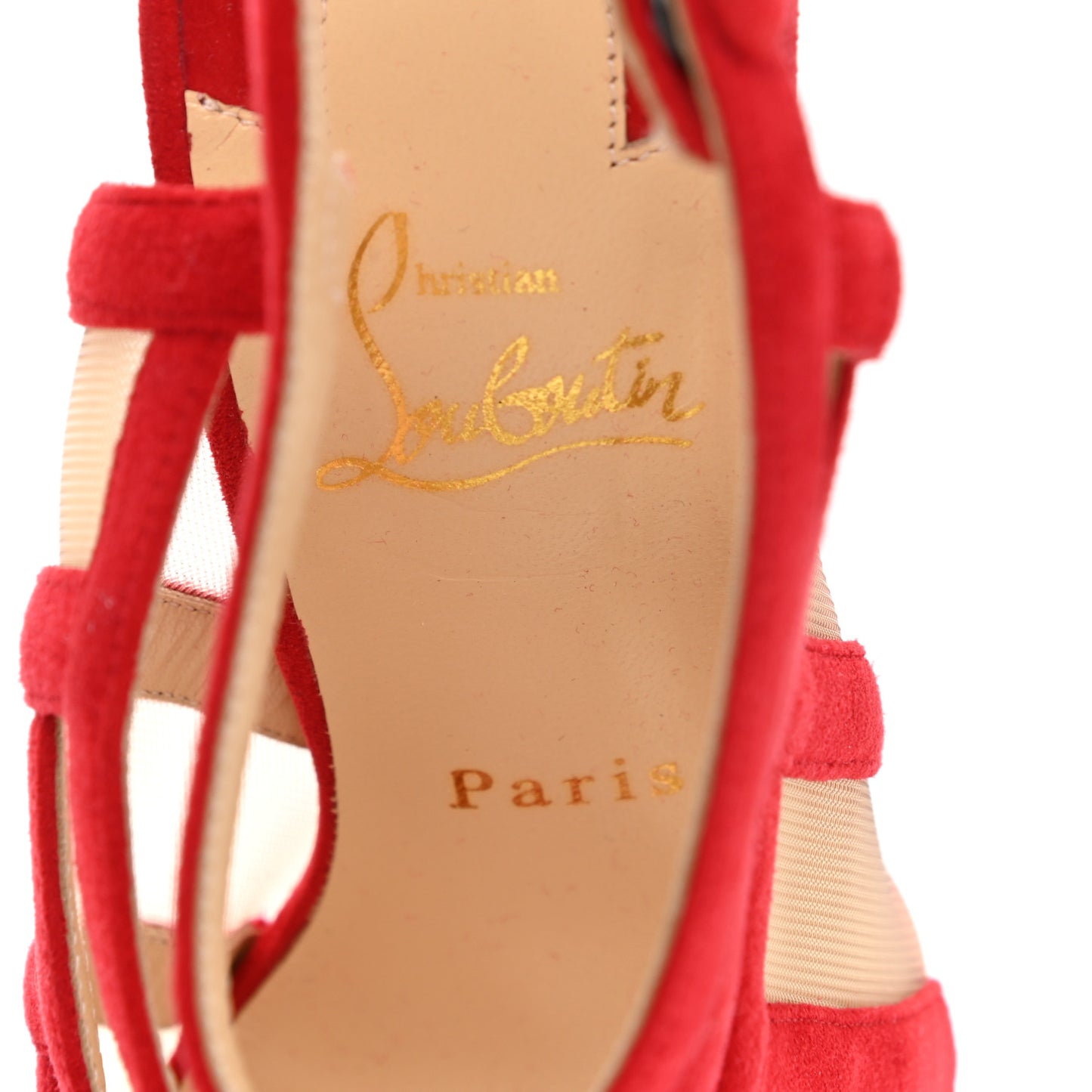 Suede Mesh Nicobar Sandals 37.5 Red