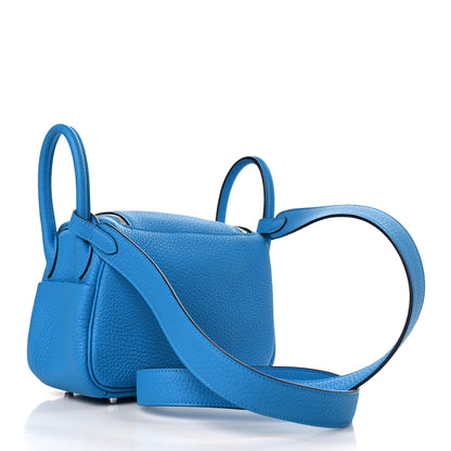 Hermes Taurillon Clemence Mini Lindy 20 Bleu Frida 3 of 11