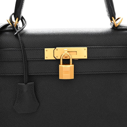 Hermes Epsom Horseshoe Vesro Kelly Sellier 28 Black Tabac Camel 8 of 13