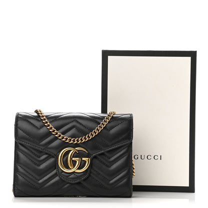 Gucci Calfskin Matelasse GG Marmont Chain Wallet Black 12 of 12