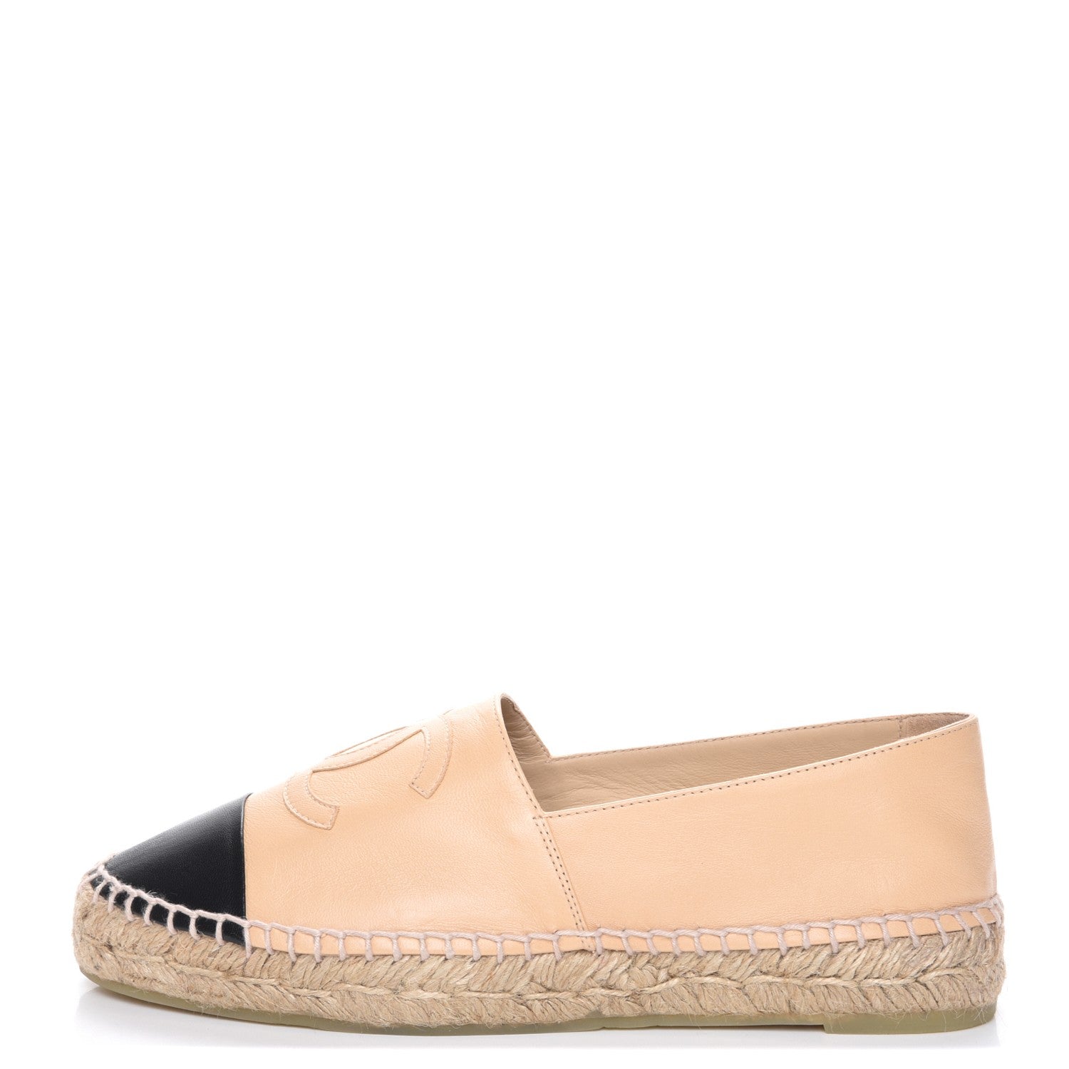 Chanel Lambskin CC Espadrilles 39 Beige Black 1 of 9