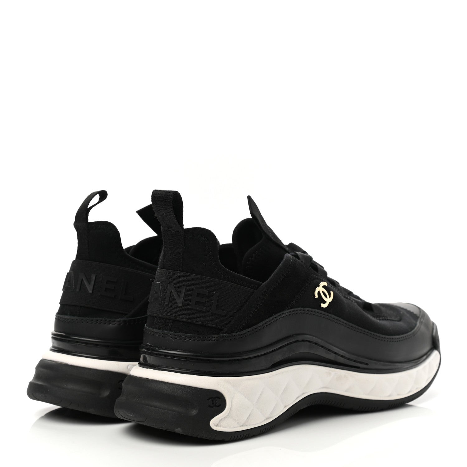 Chanel Velvet Calfskin Mixed Fibers CC Sneakers 38.5 Black 4 of 11