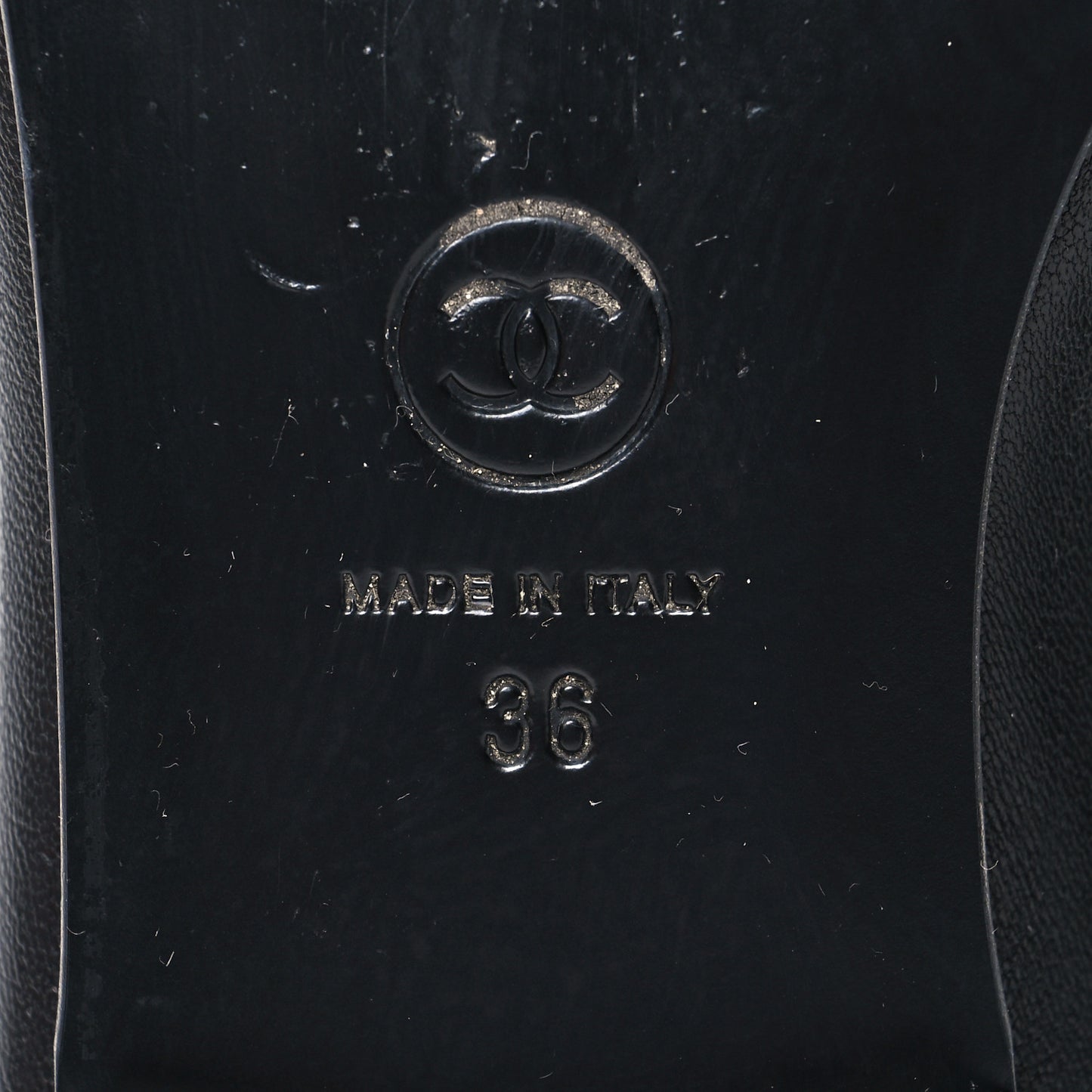 Lambskin Patent CC Cap Toe Ballerina Flats 36 Black