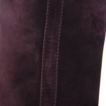 Chanel Suede Calfskin Cap Toe Boots 38.5 Burgundy 7 of 9