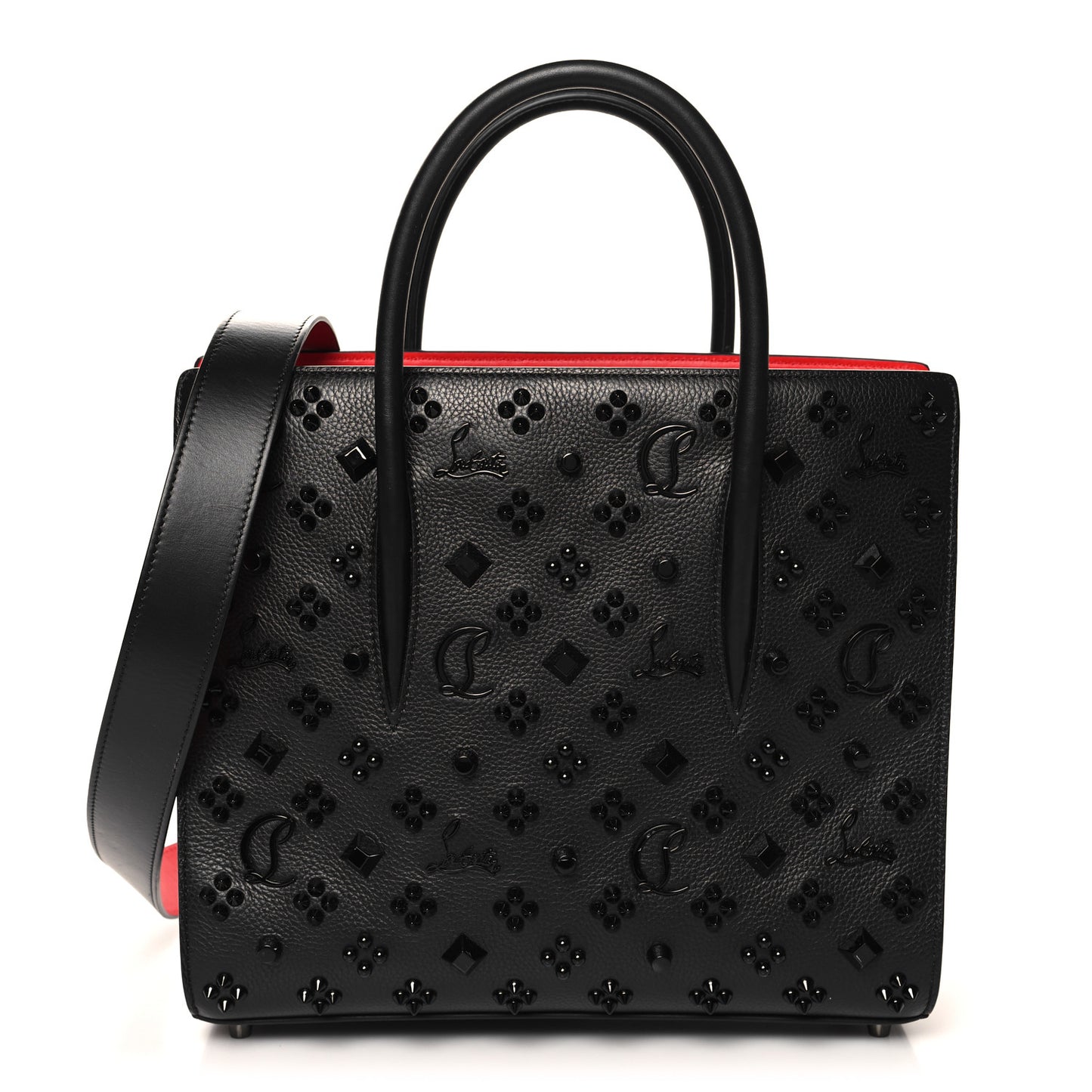 Calfskin Spikes Loubinthesky Medium Paloma Black