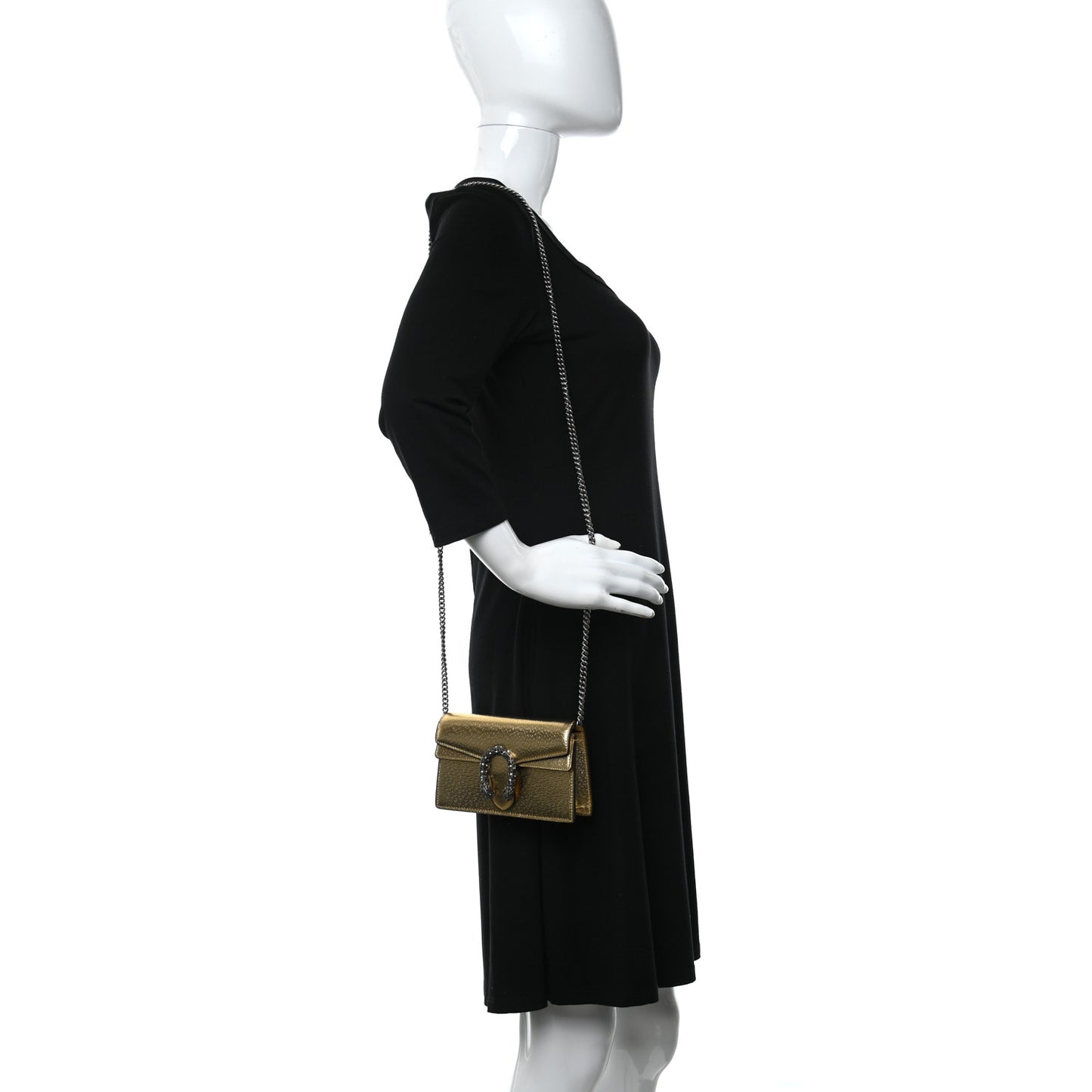 Metallic Calfskin Super Mini Dionysus Shoulder Bag Gold