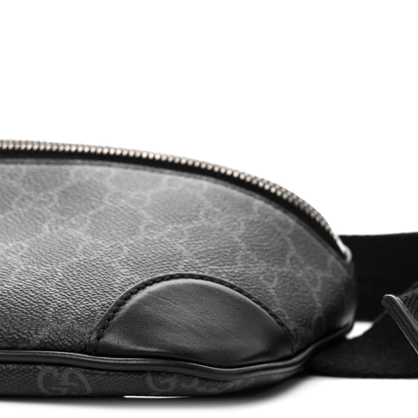 GG Supreme Monogram Emblem Calfskin Small Belt Bag Black Grey