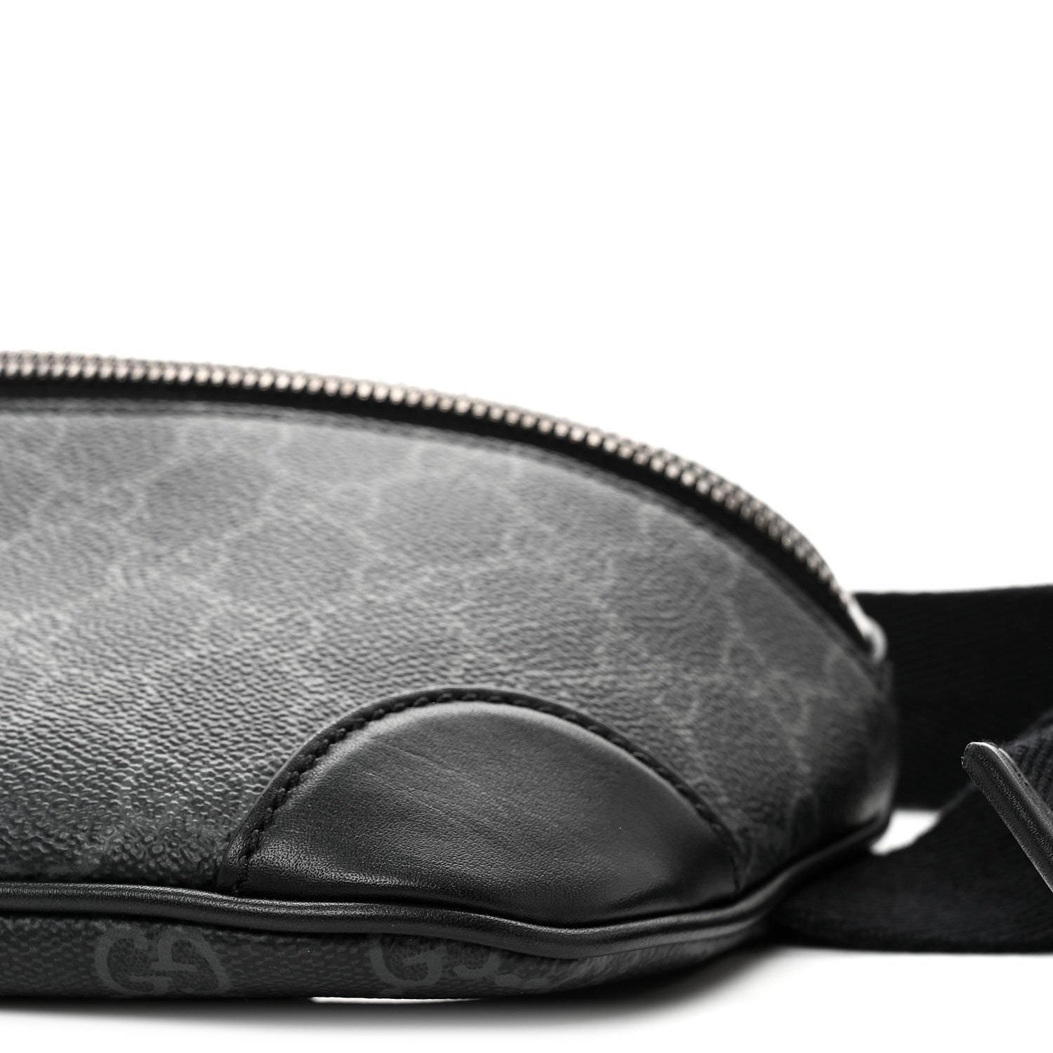 Gucci GG Supreme Monogram Emblem Calfskin Small Belt Bag Black Grey 10 of 10