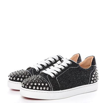 Christian Louboutin Crosta Womens Vieira Spiked Flat Comete Sneakers 35 Black Silver 3 of 9
