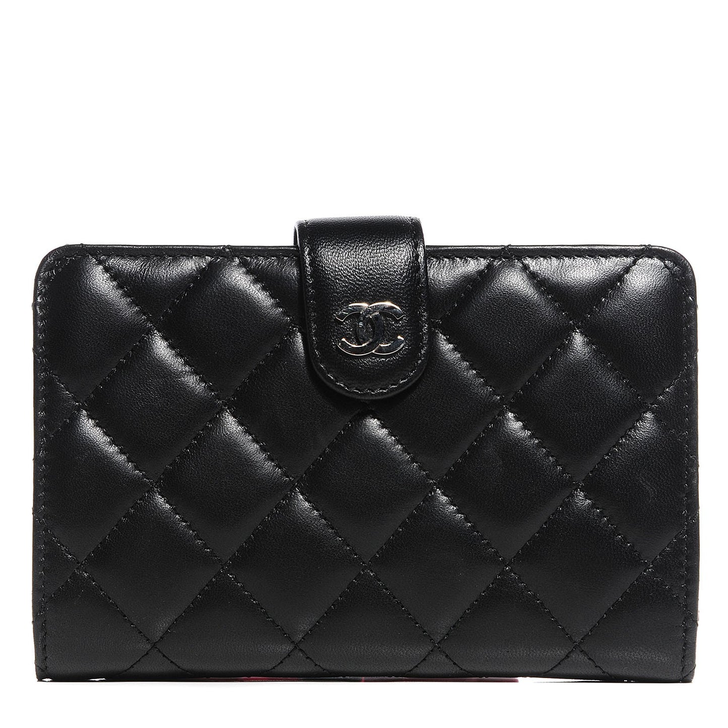 Lambskin Quilted L-Zip Pocket Wallet Black