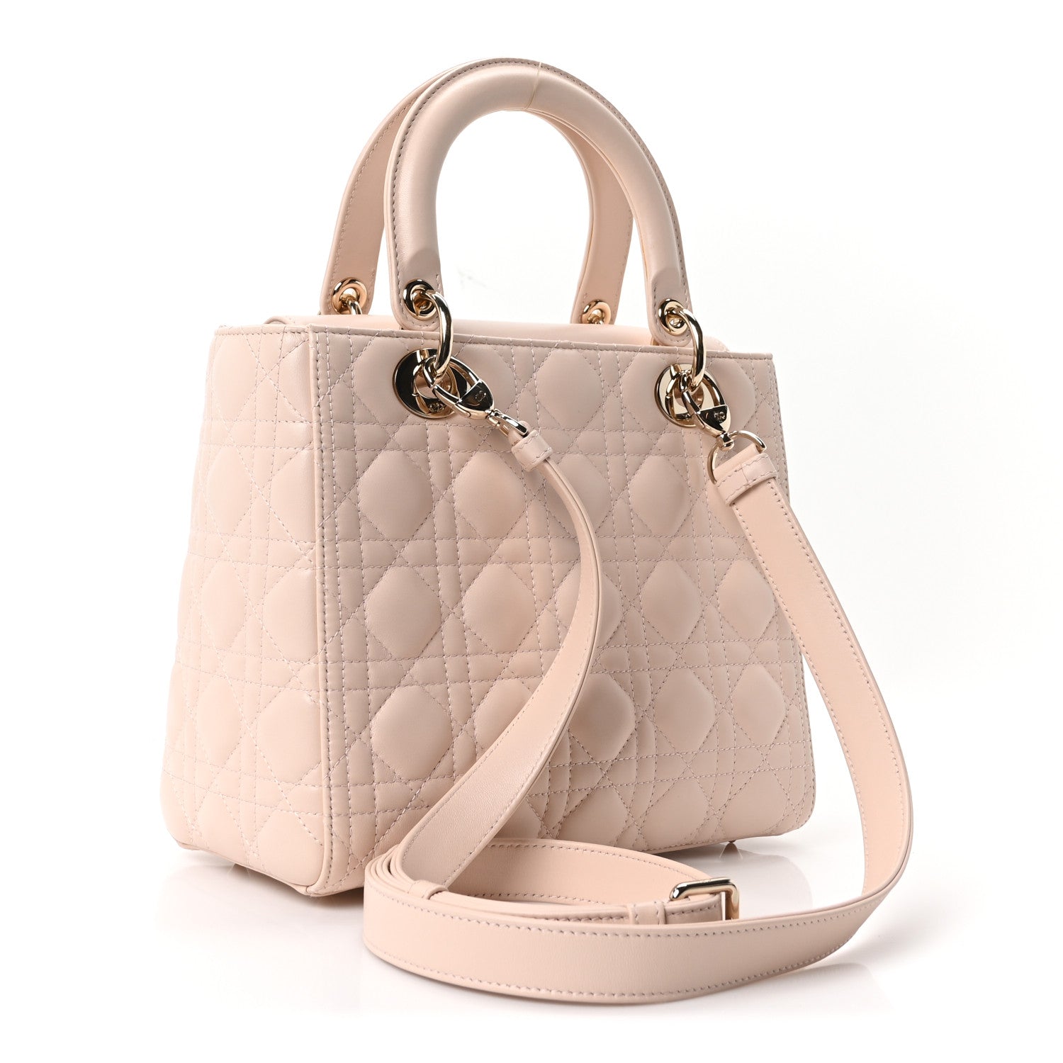 Christian Dior Lambskin Cannage Medium Lady Dior Light Pink 3 of 10